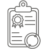 contract on a clipboard with circle of arrows icon