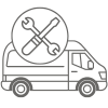 a wrench and a flathead screwdriver icon overlaying a van icon
