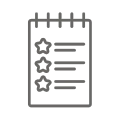 amenities with a star list note pad icon