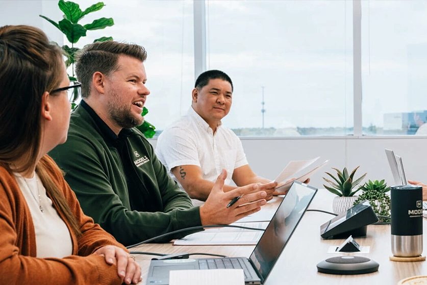 a meeting in a conference room